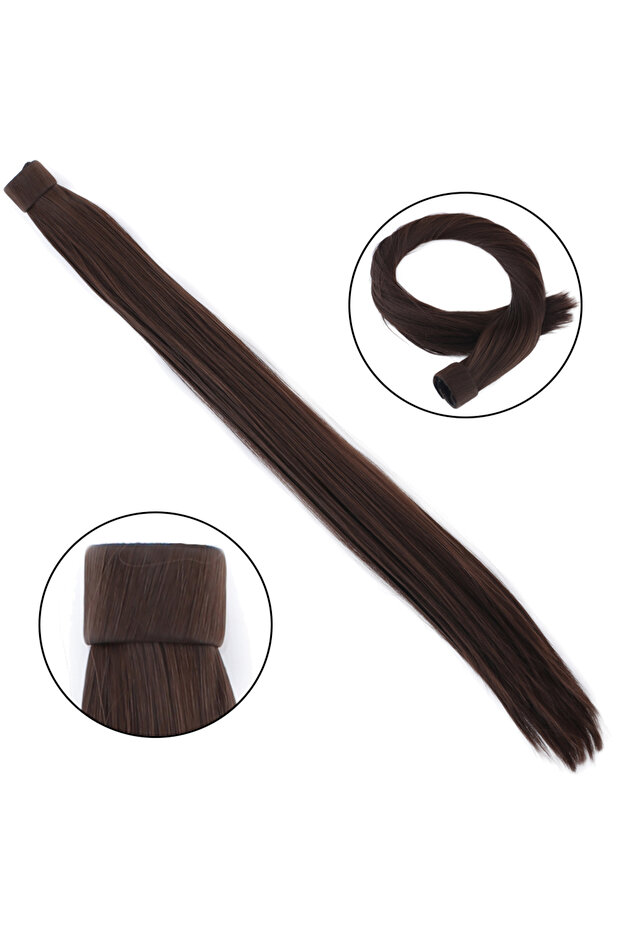 شعر مستعار من الألياف على شكل ذيل حصان سحري / بني متوسط - 3