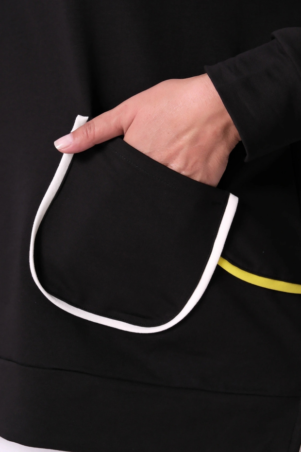 Çizgi Şeritli Cepli Sweatshirt - 5