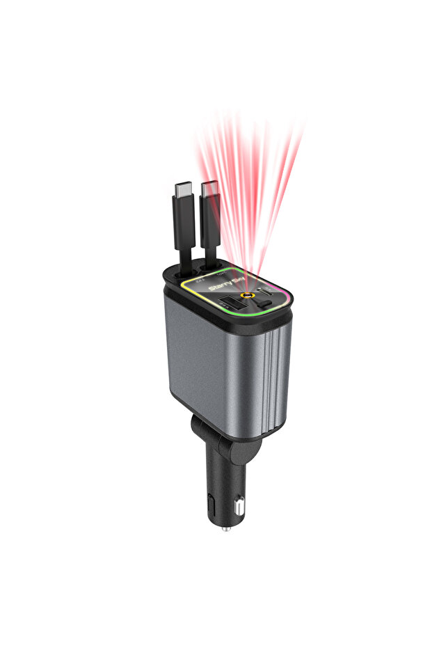 Fast Charging 4-in-1 Retractable Car Charger with Ambient Star Light