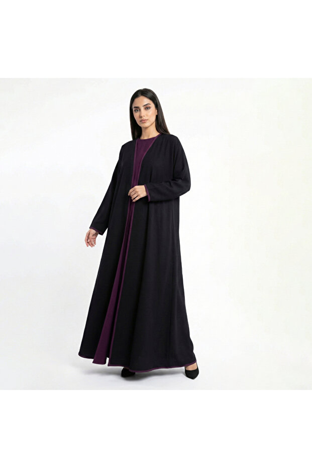 عباية دبل فيس اسود و بنفسجي
