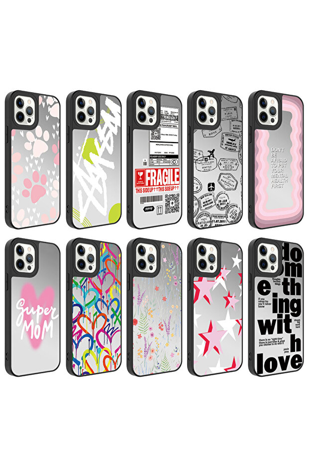 حافظة آيفون 12 برو المتوافقة مع نمط المرآة اللامعة مع حماية للكاميرا - حافظة مرآة SAFA اللامعة على شكل قلب - 2