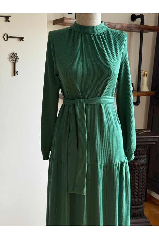 Hakim Yaka Çingene Model Örme Elbise 2400 NAVRA | - 1