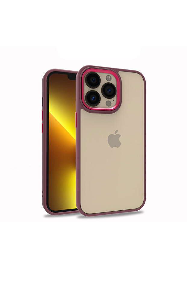 iPhone 13 Pro Compatible Safa Flora Case-Red - 1