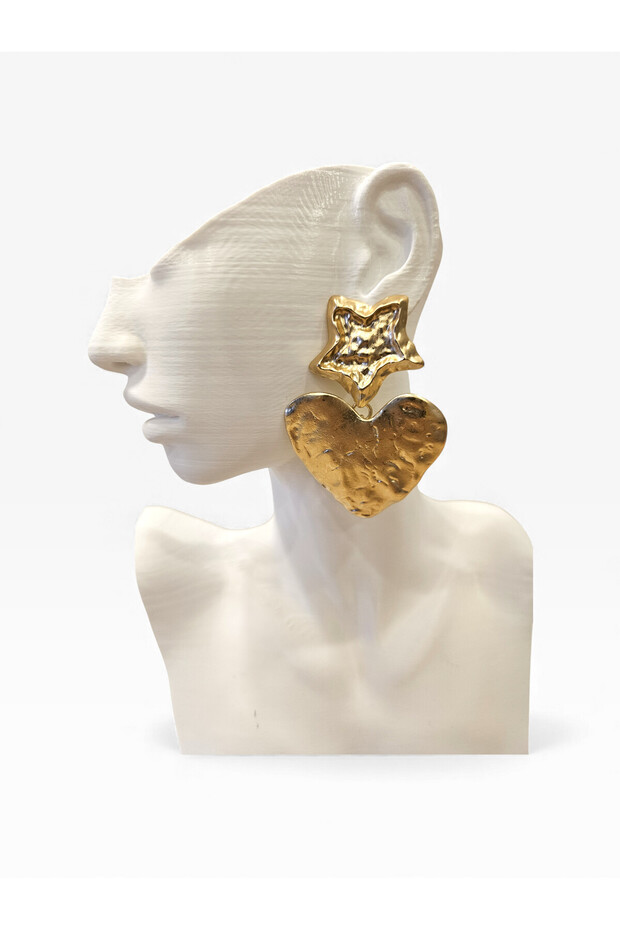 Zr Model Vintage Star and Heart Earrings