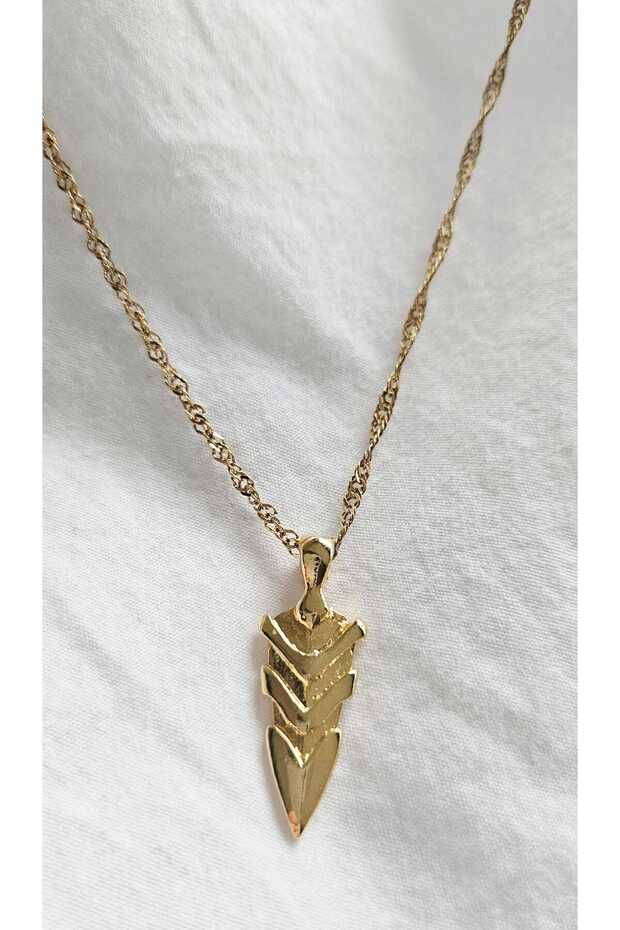 Stainless Steel Chain Blade End Necklace-Gold