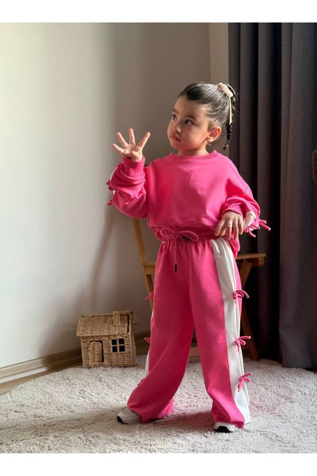 Girl's Tracksuit Set with Stripe Detail
