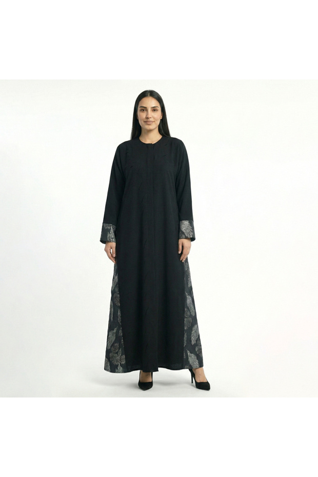 Open abaya with gray patterns - 3