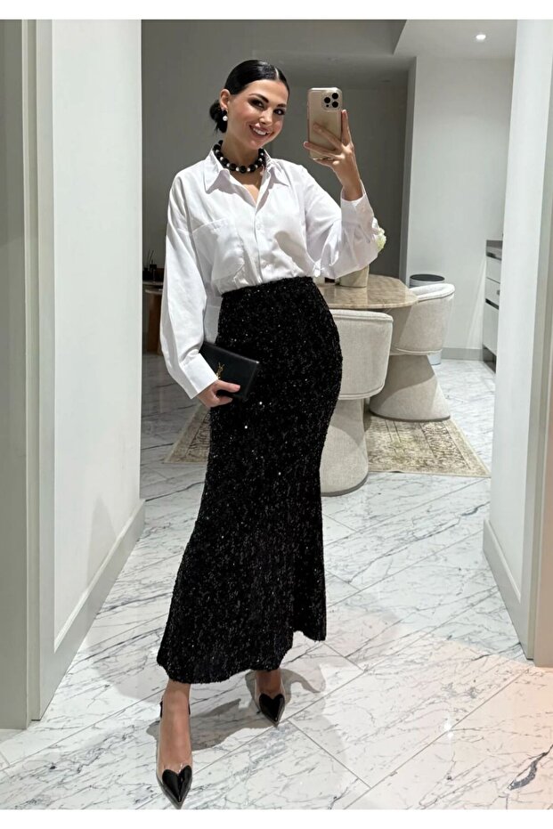 Payetli Maxi Balık Etek - 5