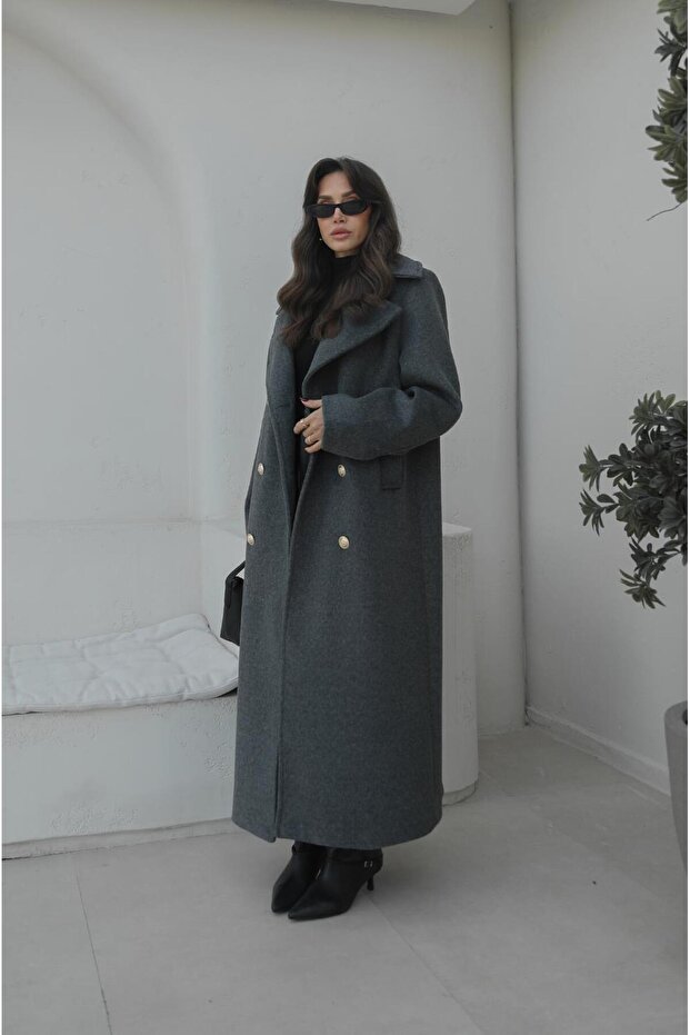 Anthracite buttoned gold buttoned coat - 3