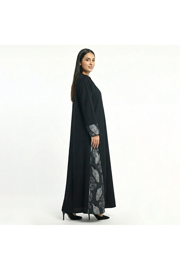 Open abaya with gray patterns - 2