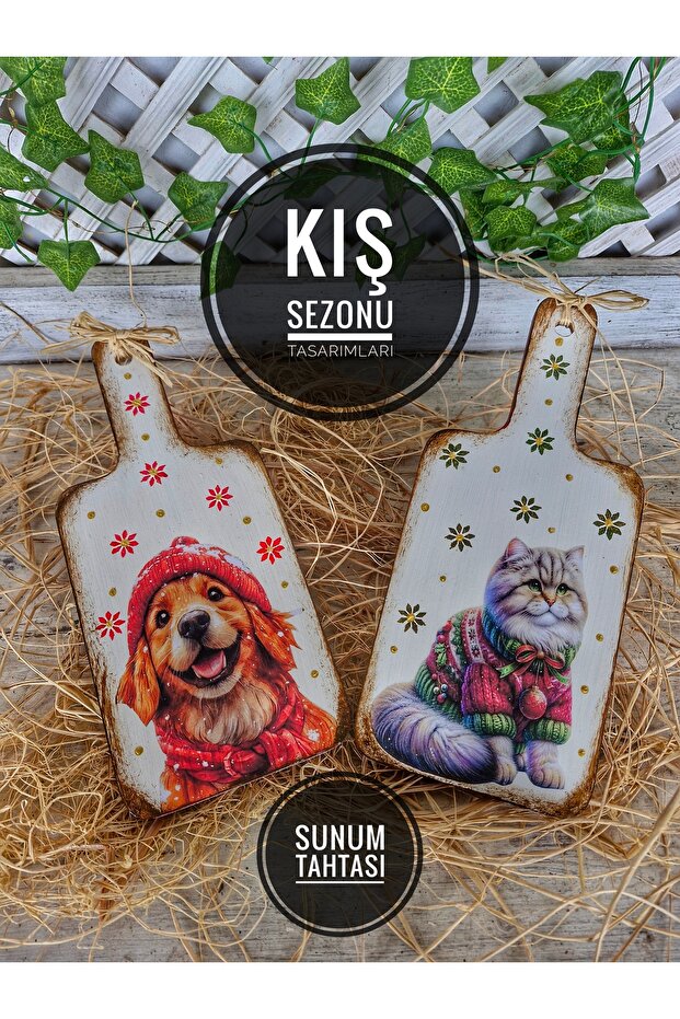 2-Piece Wooden Presentation Set, Handle Included, 13×30cm, New Year's Gift, Handmade