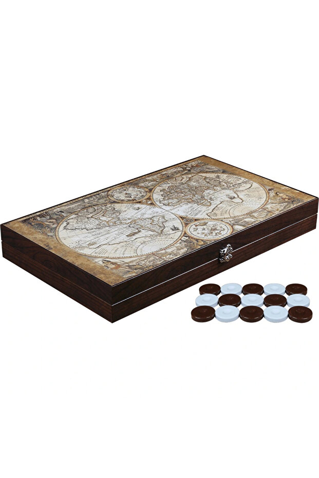 لعبة طاولة جلدية عصرية بتصميم خريطة - 1