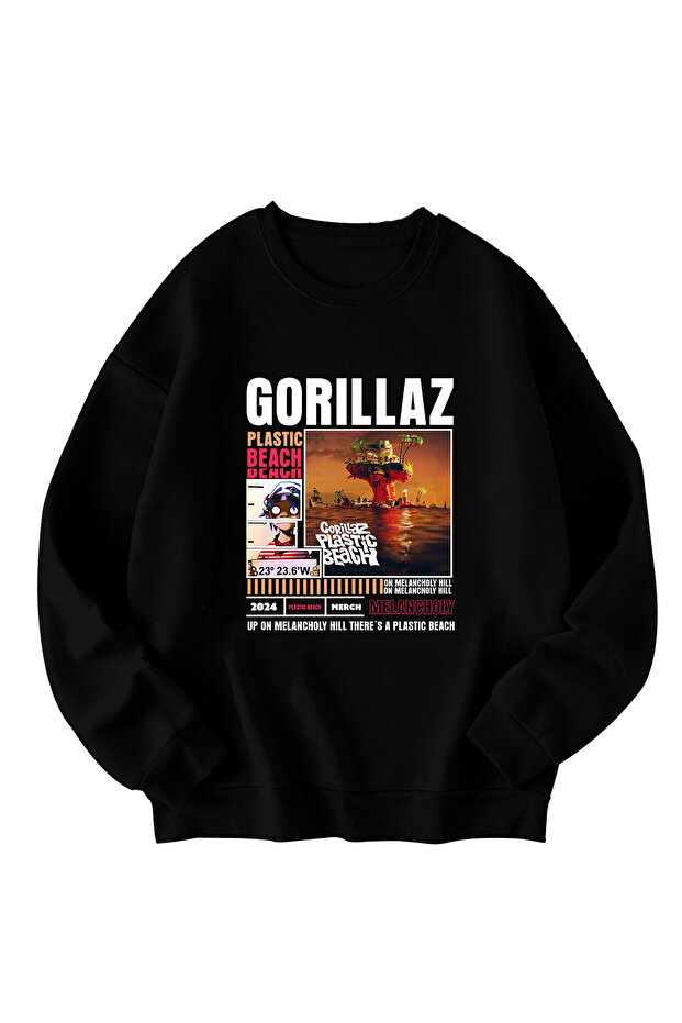 Gorillaz Plastic Beach Printed Oversized Unisex Sweatshirt