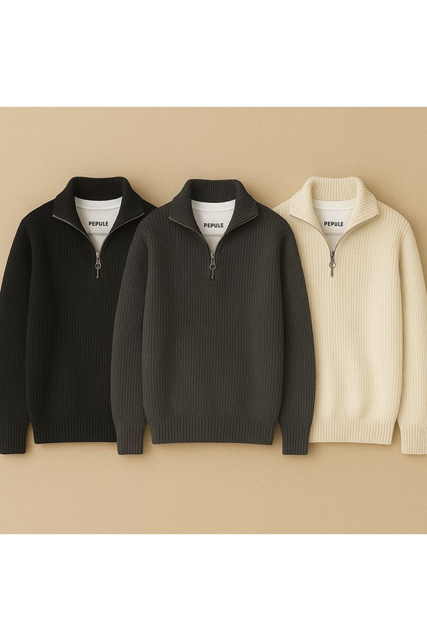 3-Pack Economy Pack Half Zip Thessaloniki Knitted Men's Knitwear Sweater