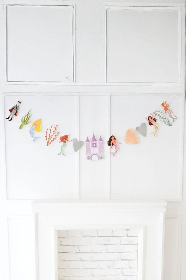 Multi-Colored Mermaid and Castle Themed Party Banner