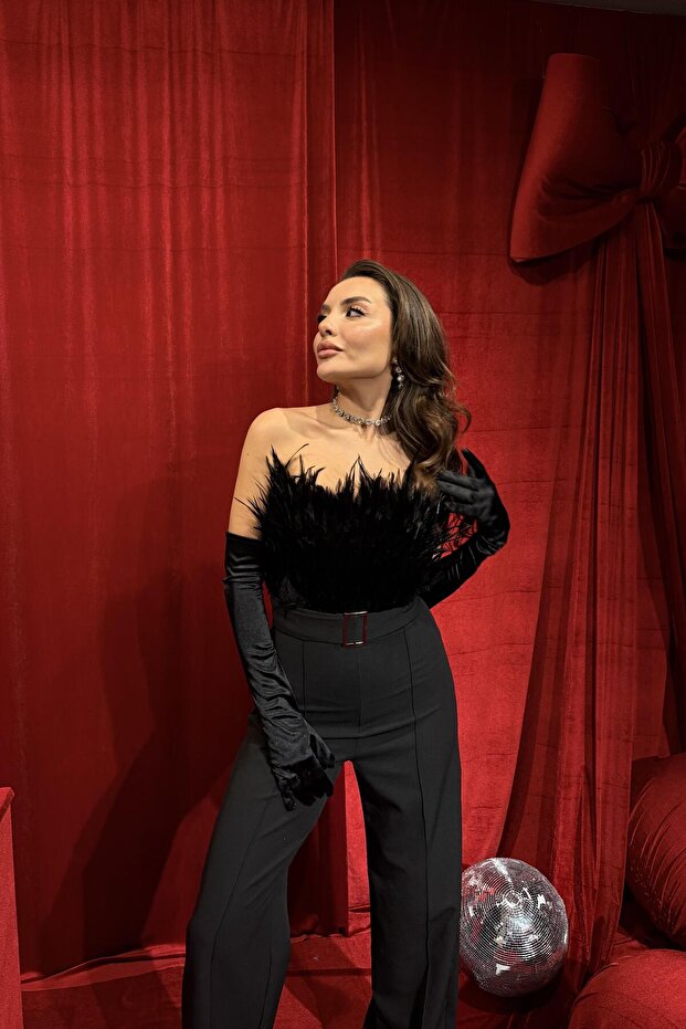 Quer Siyah Tüylü Tulum - 3