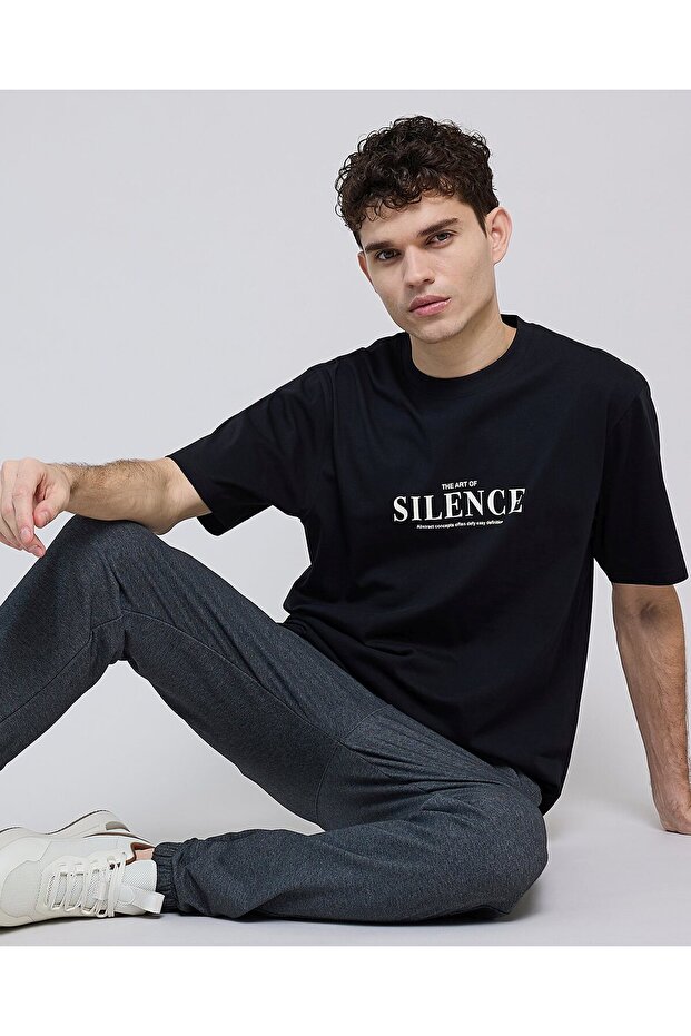 Typography Print T-Shirt With Crew Neck And Short Sleeves