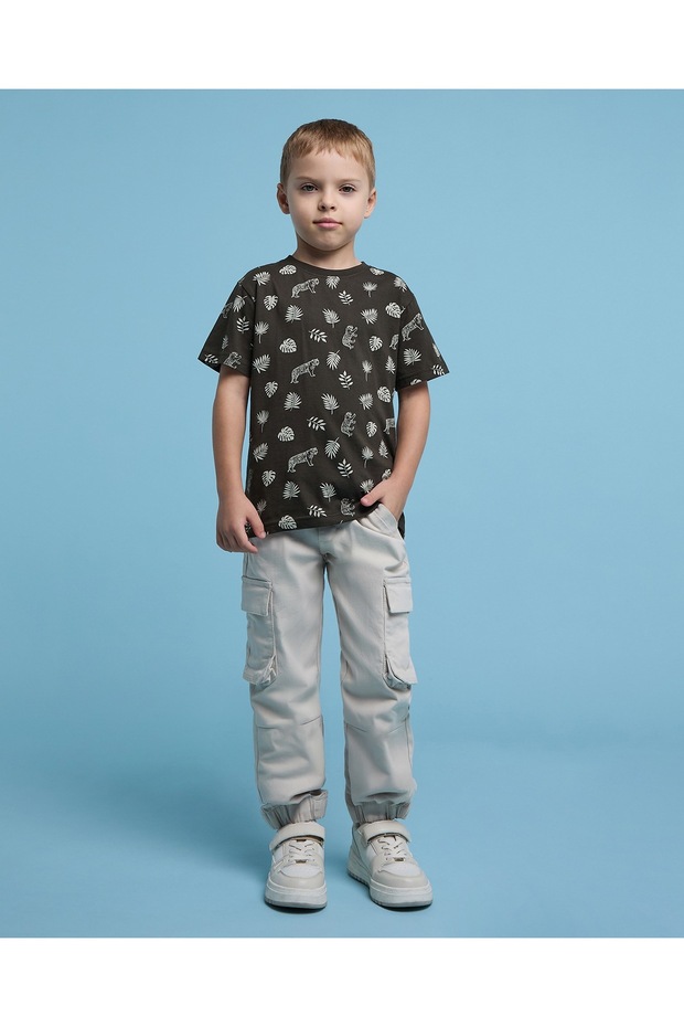 Solid Cargo Joggers With Drawstring Waist - 3