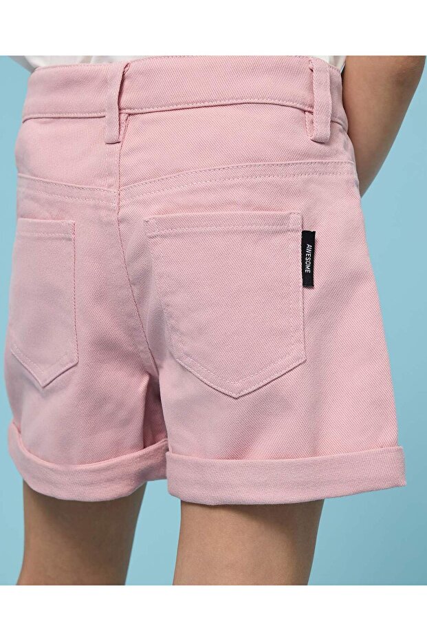 شورت جينز سادة بإغلاق بأزرار - 6