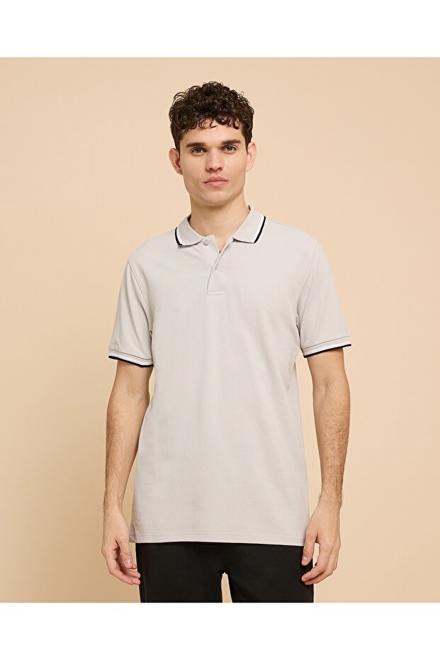 Contrast Tipping Polo T-Shirt With Short Sleeves