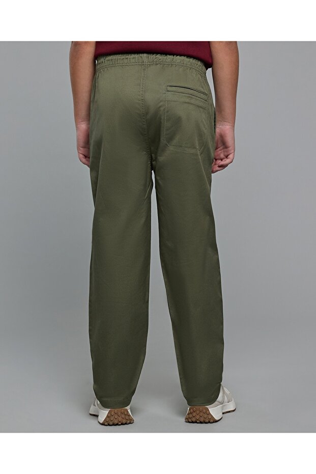 Solid Woven Pants With Drawstring Waist - 4
