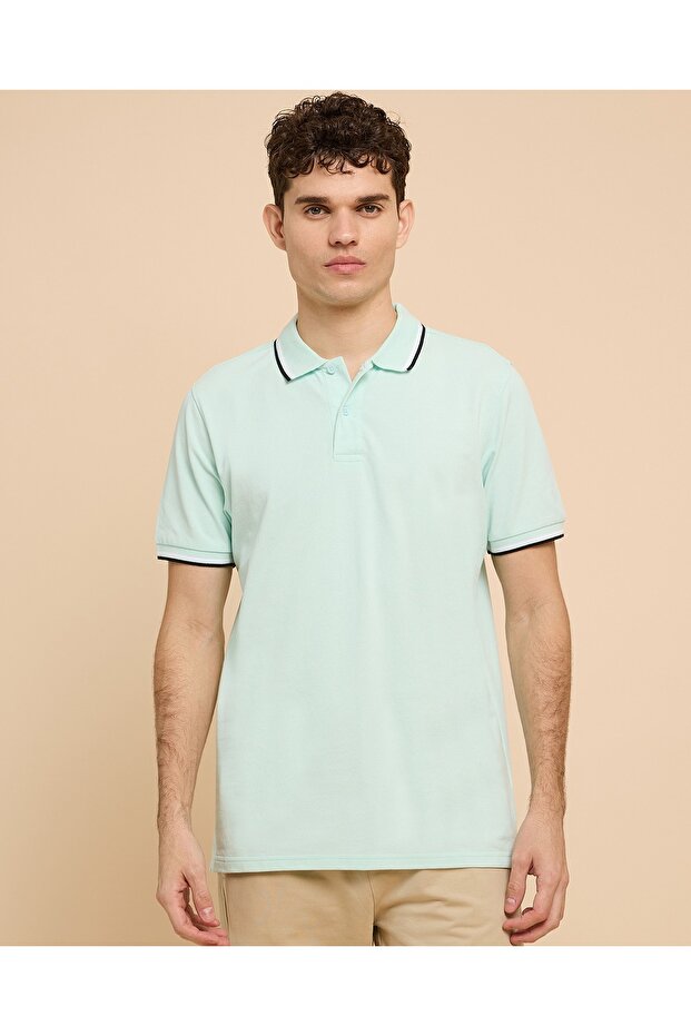Contrast Tipping Polo T-Shirt With Short Sleeves