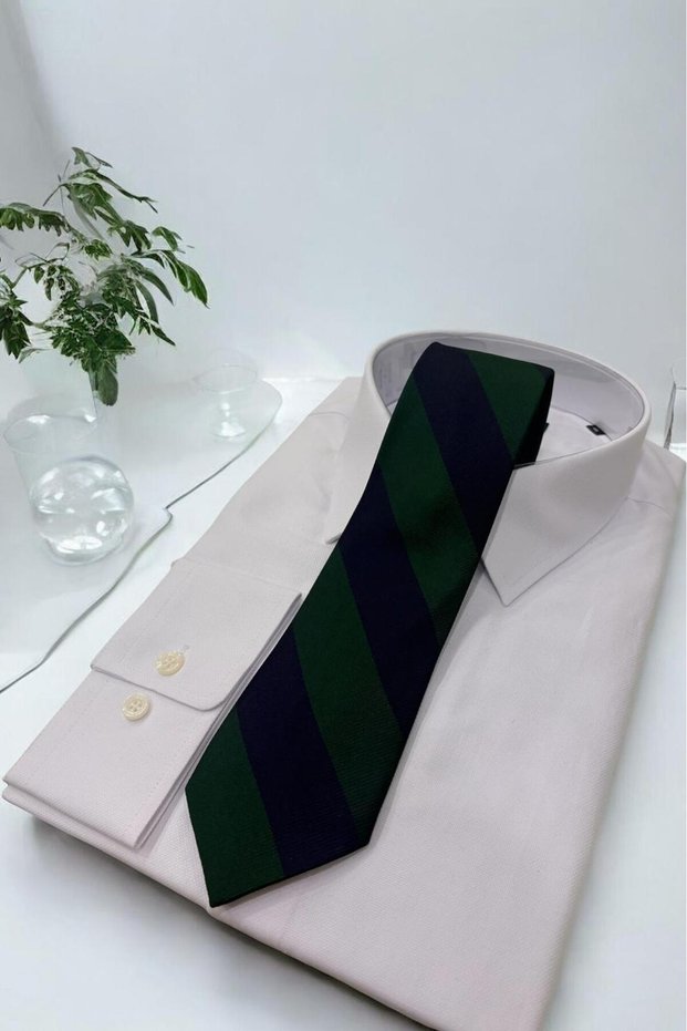 Microfibre 8 cm Striped Green-Navy Blue Tie Kr-16