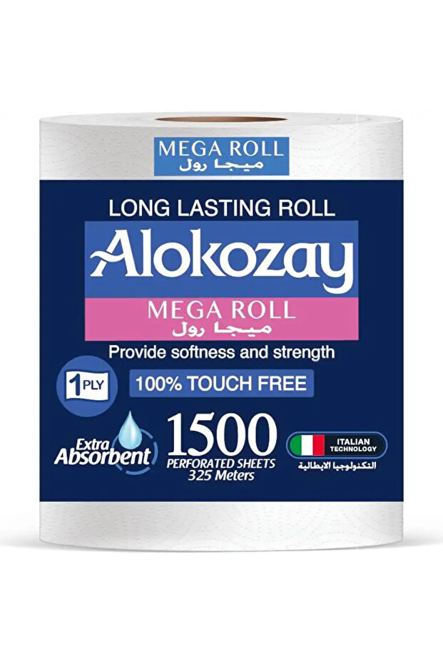 Long Lasting Soft And Strong Mega Roll 100percent Touch Free, 1500 Perforated Sheets- 325mt