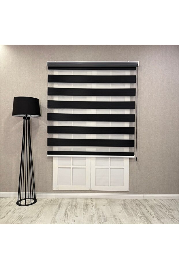 Zebra Perde Siyah Renk Pliseli Dilimsiz - 1