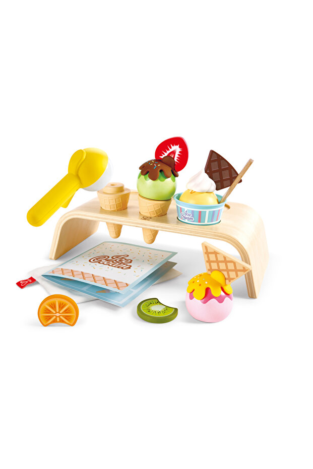 - Stackable Wooden Ice Cream Set & Accessories - 20 pcs