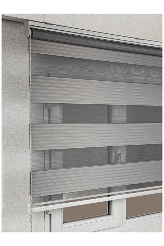 Zebra Perde Gri Pliseli Dilimsiz - 2