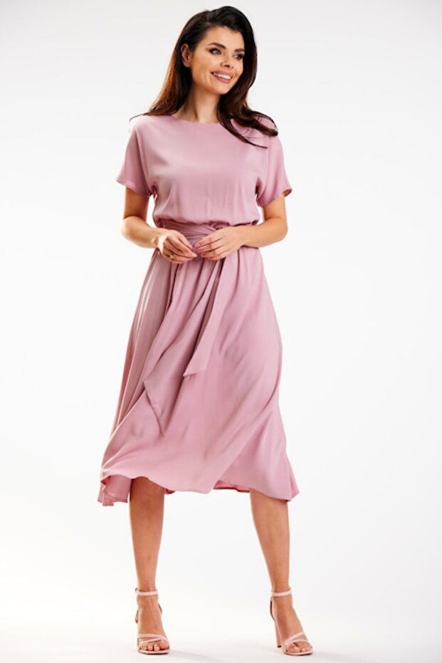 Rochie A576, Vâscoză/Elastan, Roz - 2