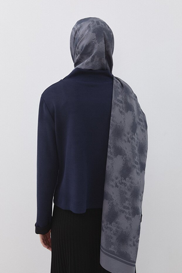 Dik Yaka Basic Cupra Süet Bluz Lacivert - 4