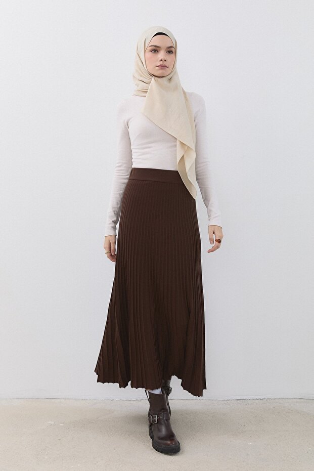 Piliseli Triko Etek Kahve - 3