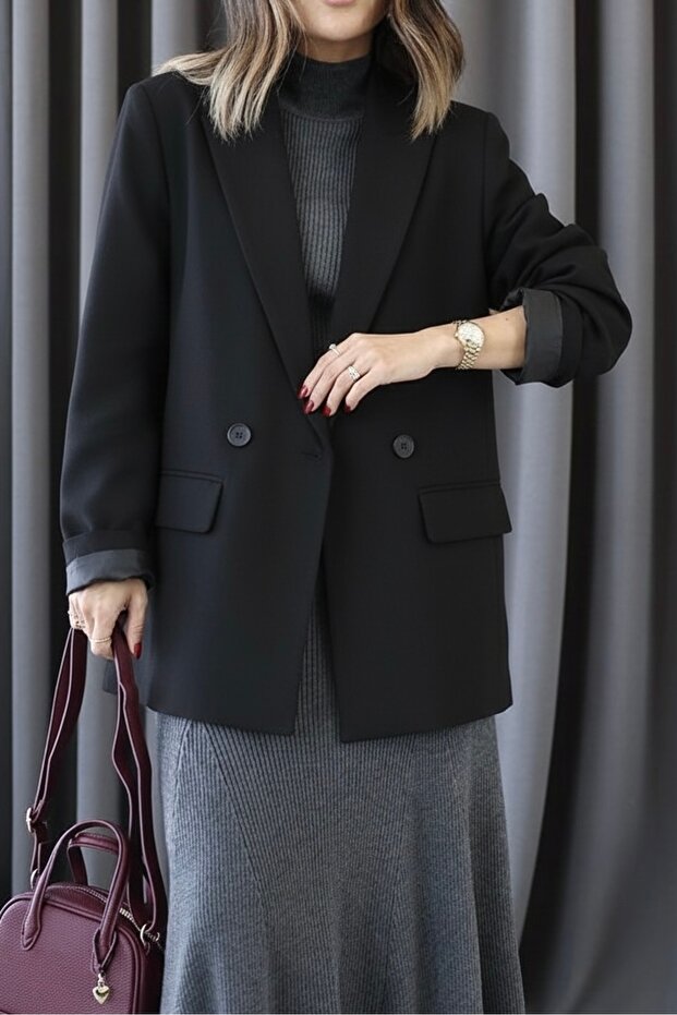 Double Buttoned Kr Double-Breasted Versize Jacket 52105008 - 4