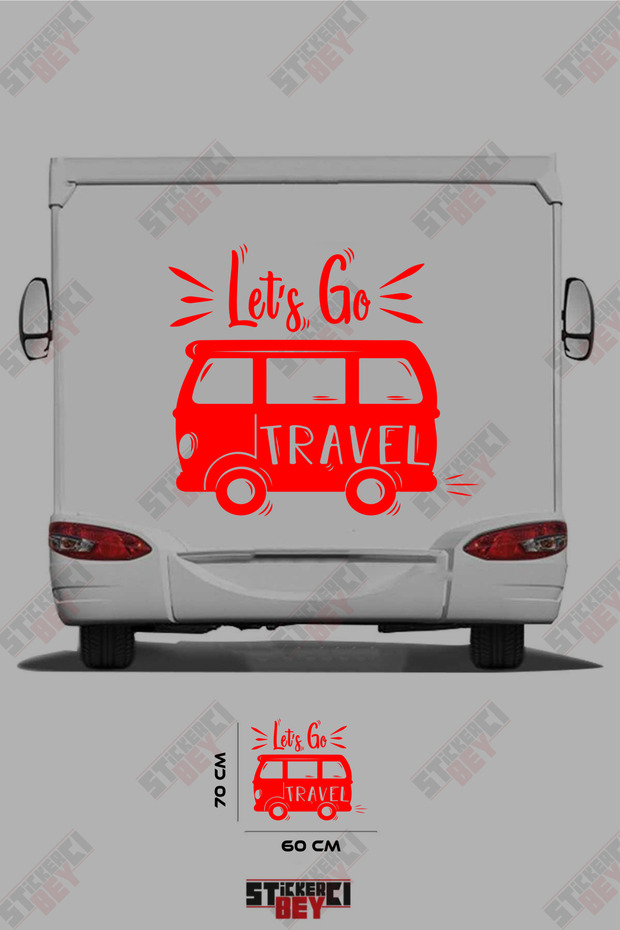 Let's Go Travel Written on the Caravan Visual Caravan Sticker Decal