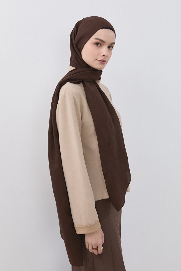 Dik Yaka Basic Cupra Süet Bluz Bej - 3