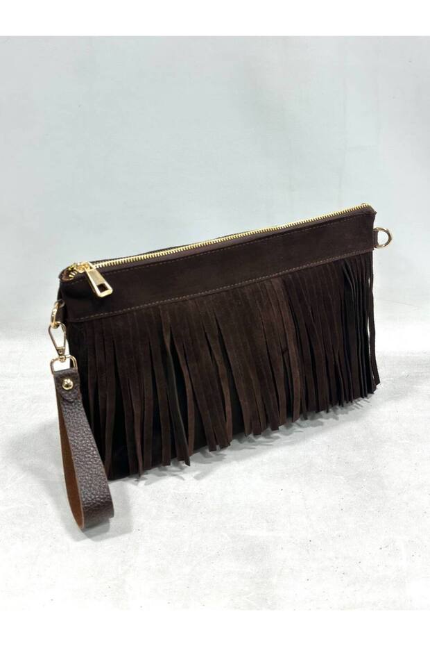 Women's genuine suede leather handbag and shoulder bag