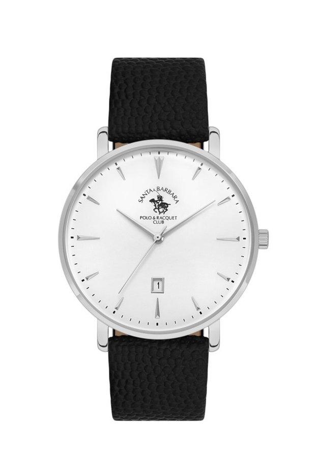 Santa Barbara Polo Club Sb.8.10006-1 Thin Slim Case Black Leather Cord Men's Wristwatch