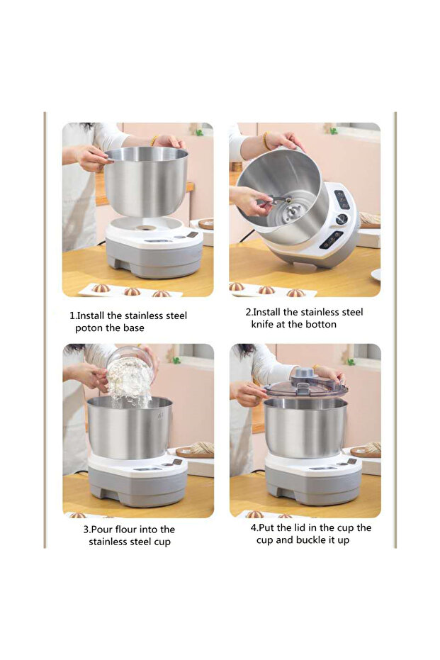 مجموعة خلاط عجين مع وظيفة تخمير، سعة كبيرة 7 لتر - 8