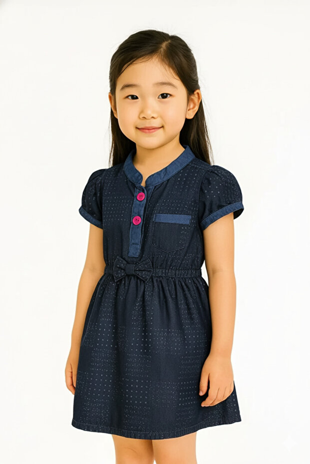 Kid Girl's High neck Drop Sleeve Dress