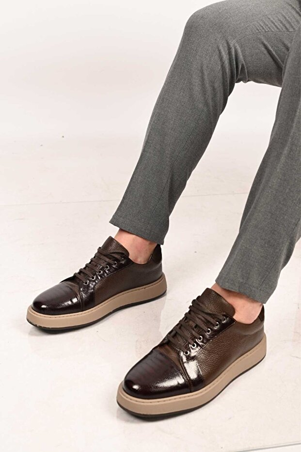 Lace-Up Eva Sole Genuine Leather Sneaker 172-64340 Men's Shoes