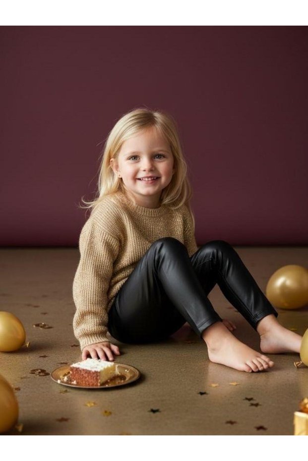 Baby Girl Black Leather Leggings