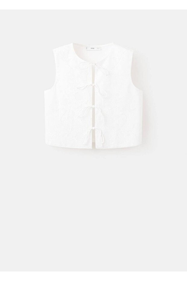 Bağ detaylı işlemeli yelek - 3