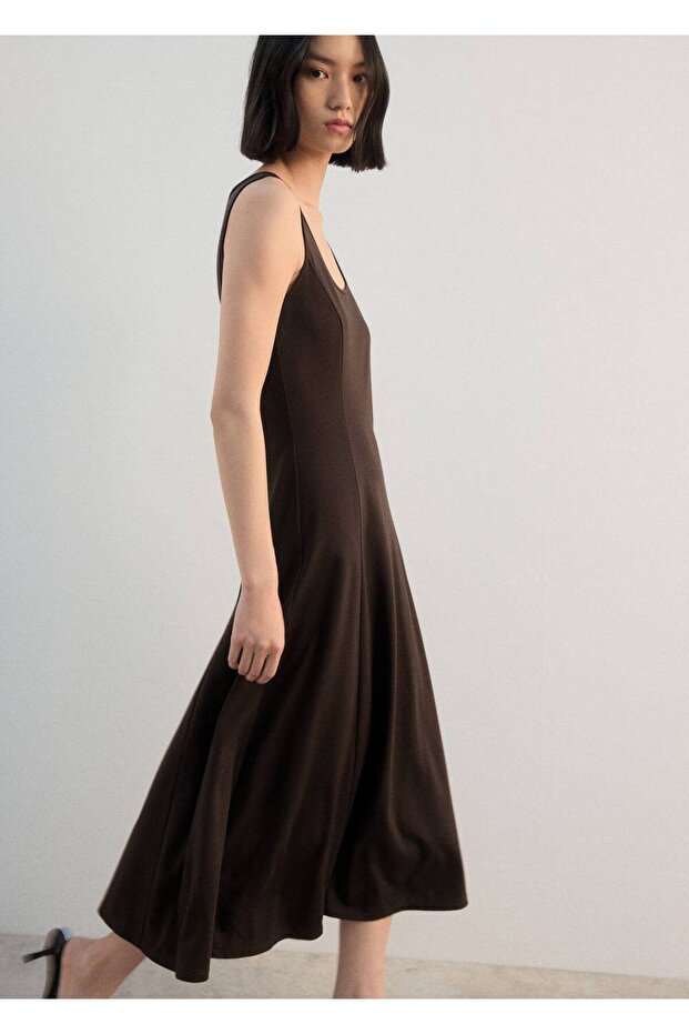 Evaze midi elbise - 6