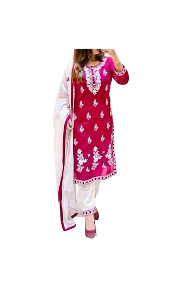 Rani Rayon Cotton Salwar Kameez & Dupatta Set - FFT5826 | Rani