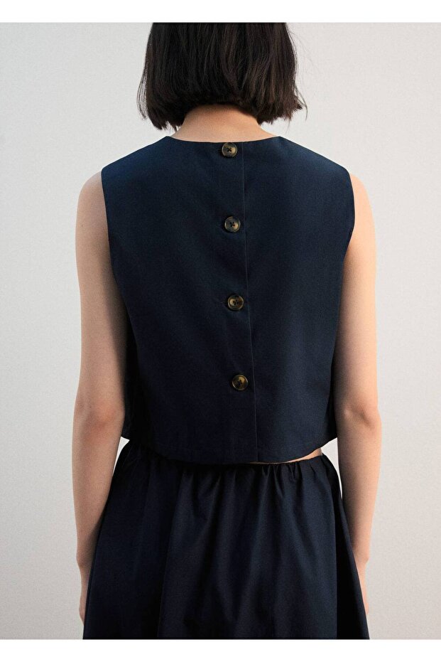 Düğmeli kısa bluz - 4