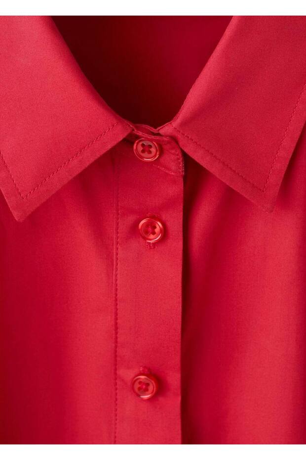 Kemerli gömlek elbise - 5