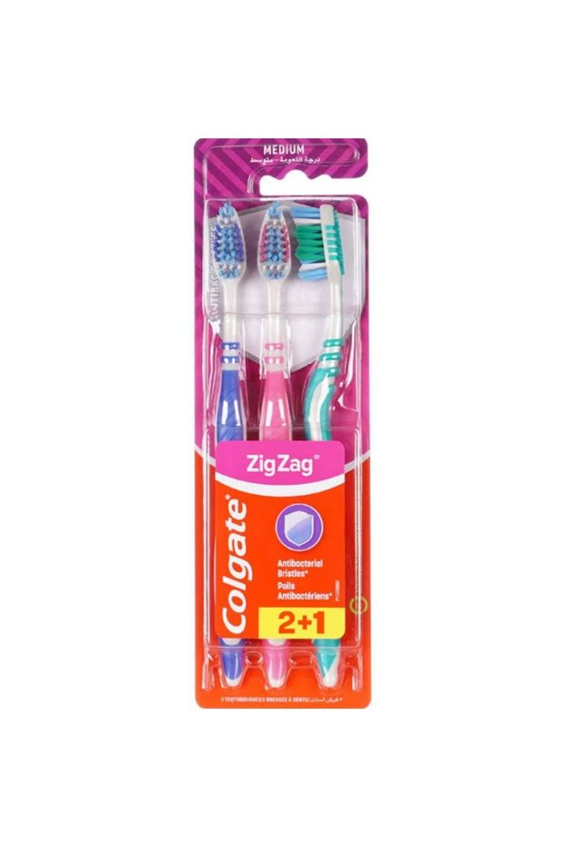 Zig Zag Medium Toothbrush – 3-piece set, effective cleaning