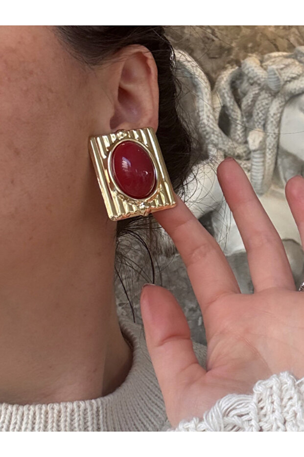 أقراط مسننة مستطيلة الشكل - 6